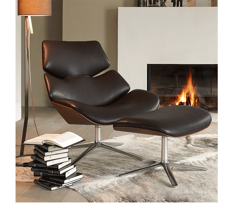 Scandinavian Design Shrimp Lounge Chair , Leather Cor