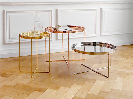 China Nordic Style Habibi Side Table , Simple Console Rose Gold Coffee Table supplier