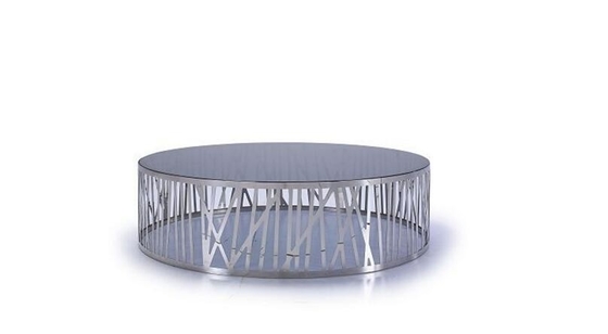 China Metal Legs Glass Center Table Grey Round Modern Design 1400 * 700 * 350mm SGS supplier
