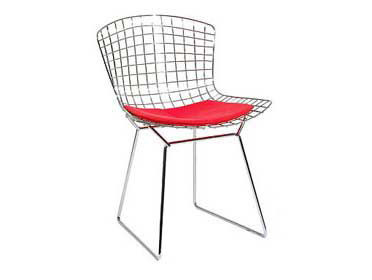 China Harry Bertoia Wire Side Chair , Chromed Powder Black Wire Diamond Chair With Pad supplier