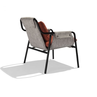 China FLETCHER Fiberglass Lounge Chair With Matte Black Steel Frame Fabric Snap supplier