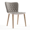 Wooden Leg Fiberglass Dining Chair Modern Fabric Upholstered Cover 46cm High supplier