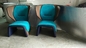 Blue  Gender Fiberglass Arm Chair With Coloured Leather Edge supplier