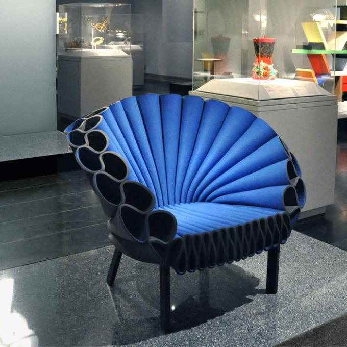 Modern contemporary Peacock Chair by Dror for cappellini in fabric and leather with metal frame