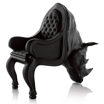 China Commercial Fiberglass Rhino Chair / Sofa Home Furniture Animal Shape Black supplier