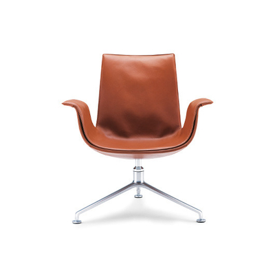 China FK Lounge Modern Classic Office Chair Low Back Leather Brushed Metal Foot Bucket supplier
