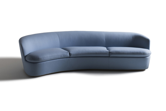 China Living Room Curved Leather Sofa 3 Seats Metal Legs Cuatom With High Density Foam supplier