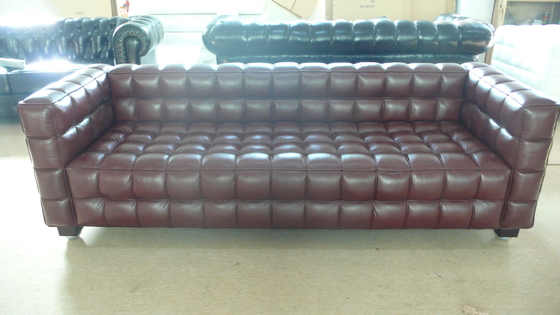 China Modern 3 Seater Leather Sofa , Solid Wood Legs Grid Sofa 228 * 88 * 79cm supplier