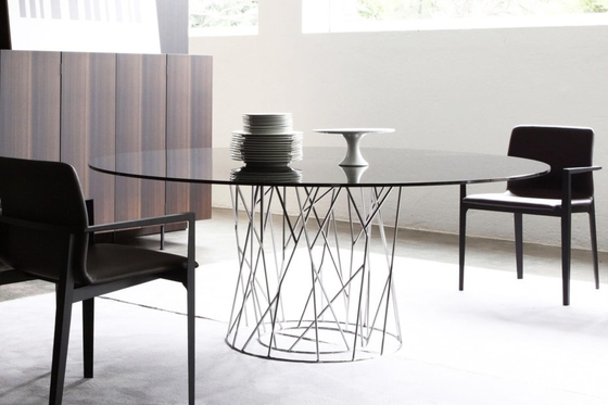 China Isamu Cyclone Modern Dining Room Tables Metal Base For Living Room Multi Colors supplier