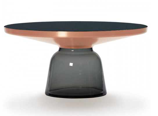 China Tempered Glass Bell Side Living Room Table Sets Round Gold For Coffee Room supplier