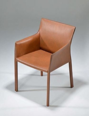 China Gina Fiberglass Dining Chair With Leather Over Stainless Steel Frame supplier