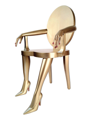 China Golden Titi Fiberglass Arm Chair With A Bright Gold Leaf Finish Hand Carved supplier