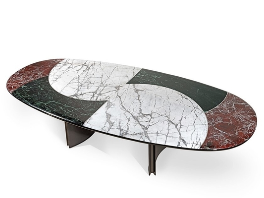 China JASON Modern Dining Room Tables With Unique Oval Marble Top Composed supplier