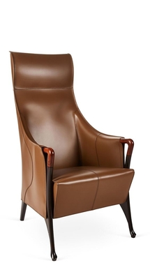 China Multi Density Progetti Leather Wing Chair , Solid Wood Dining Chairs supplier