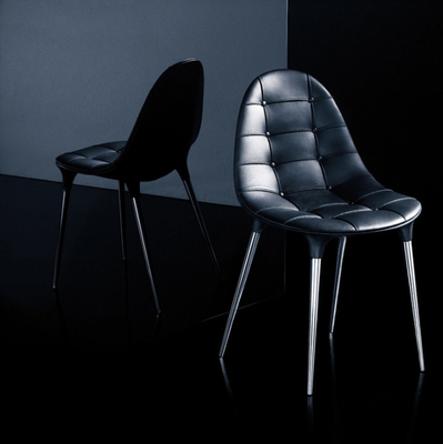 Fiberglass Diana  Arm Chair , Leather Dining Chairs With Chrome Plated Legs supplier