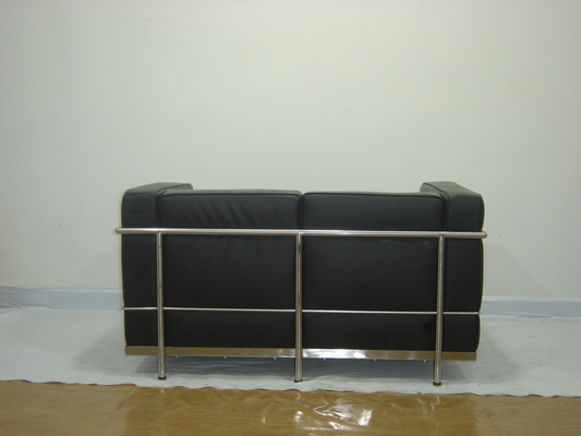 2 Seats  Modern Classic Sofa Genuine Leather American Style Black supplier