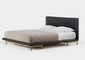 Fabric Upholstered Modern Frame Bed , Oak Wood Bedroom Use Double Size Bed supplier