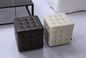 Middle East Style Square Leather Stool , Wooden Frame Living Room Stools supplier