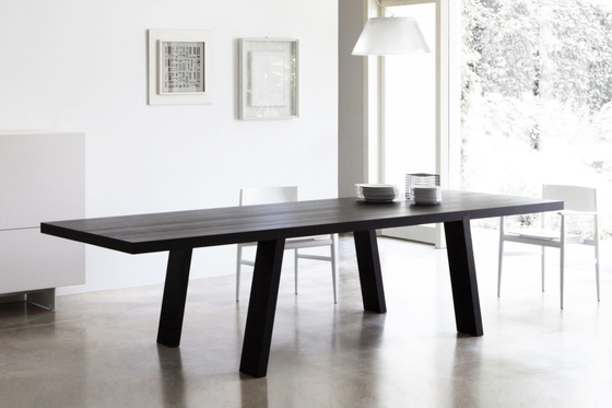 Solid Wooden Minimo Modern Dining Room Tables Rectangle Black Colors supplier