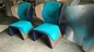 Blue  Gender Fiberglass Arm Chair With Coloured Leather Edge supplier